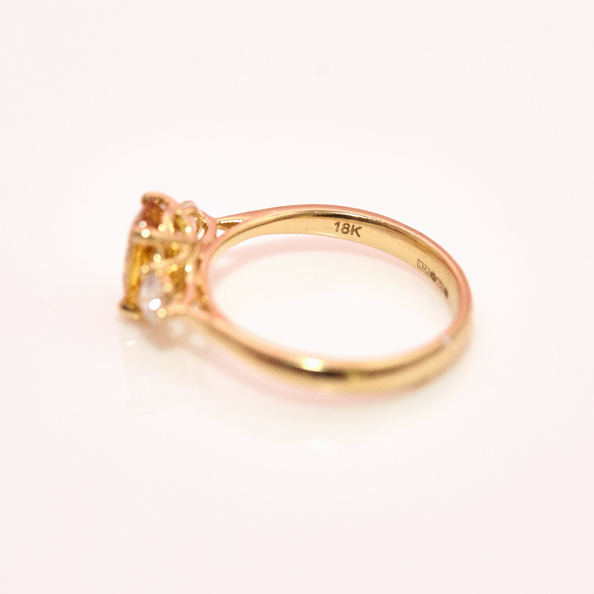 18ct gold yellow sapphire and diamond three stone ring