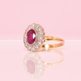 18ct gold ruby and a diamond cluster ring