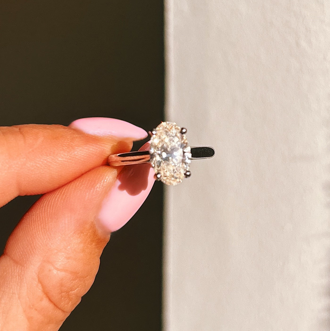Platinum 2.16ct oval diamond ring