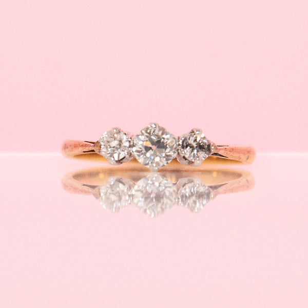 18ct gold diamond 0.5ct trilogy ring