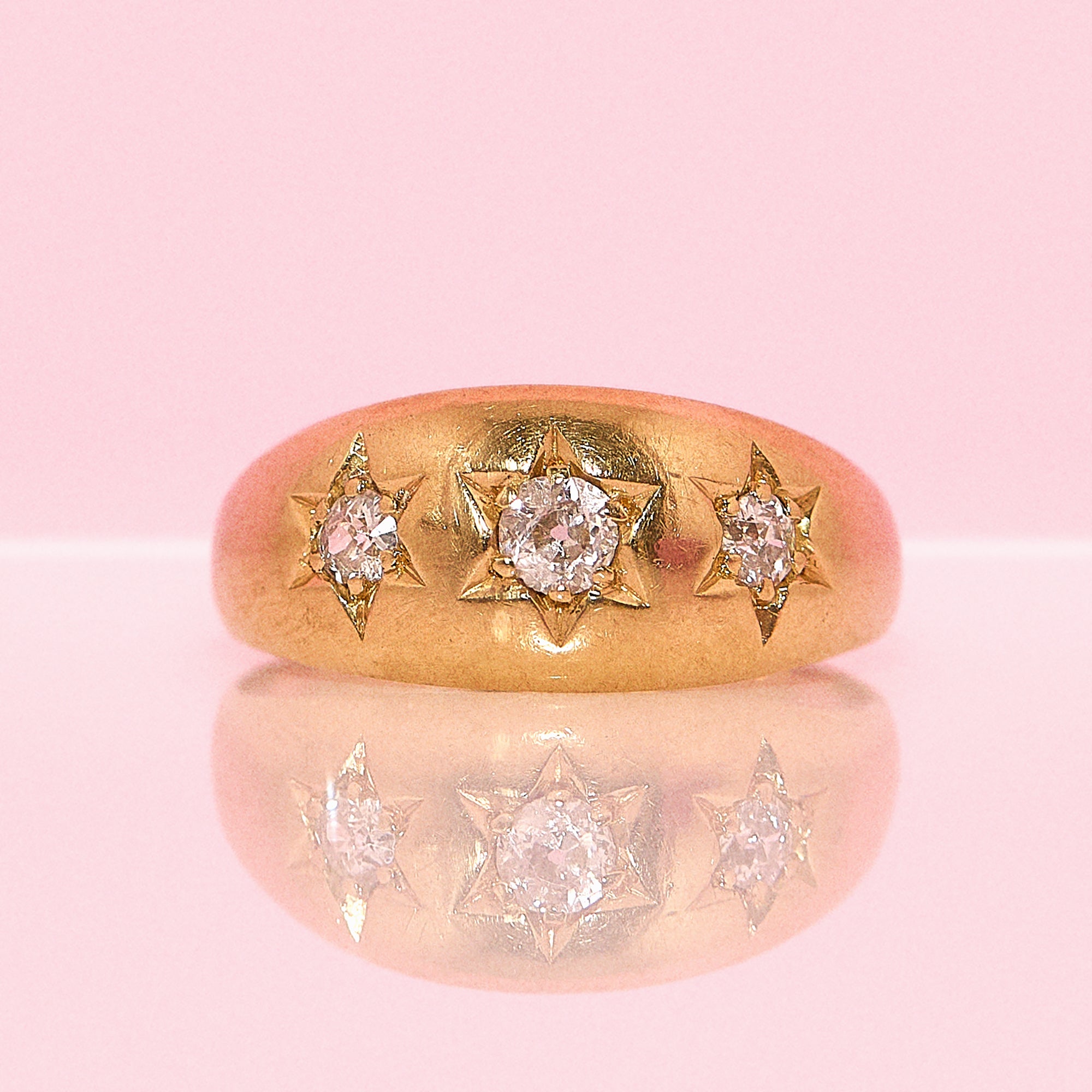18ct gold Victorian old cut 0.60ct diamond starburst gypsy ring