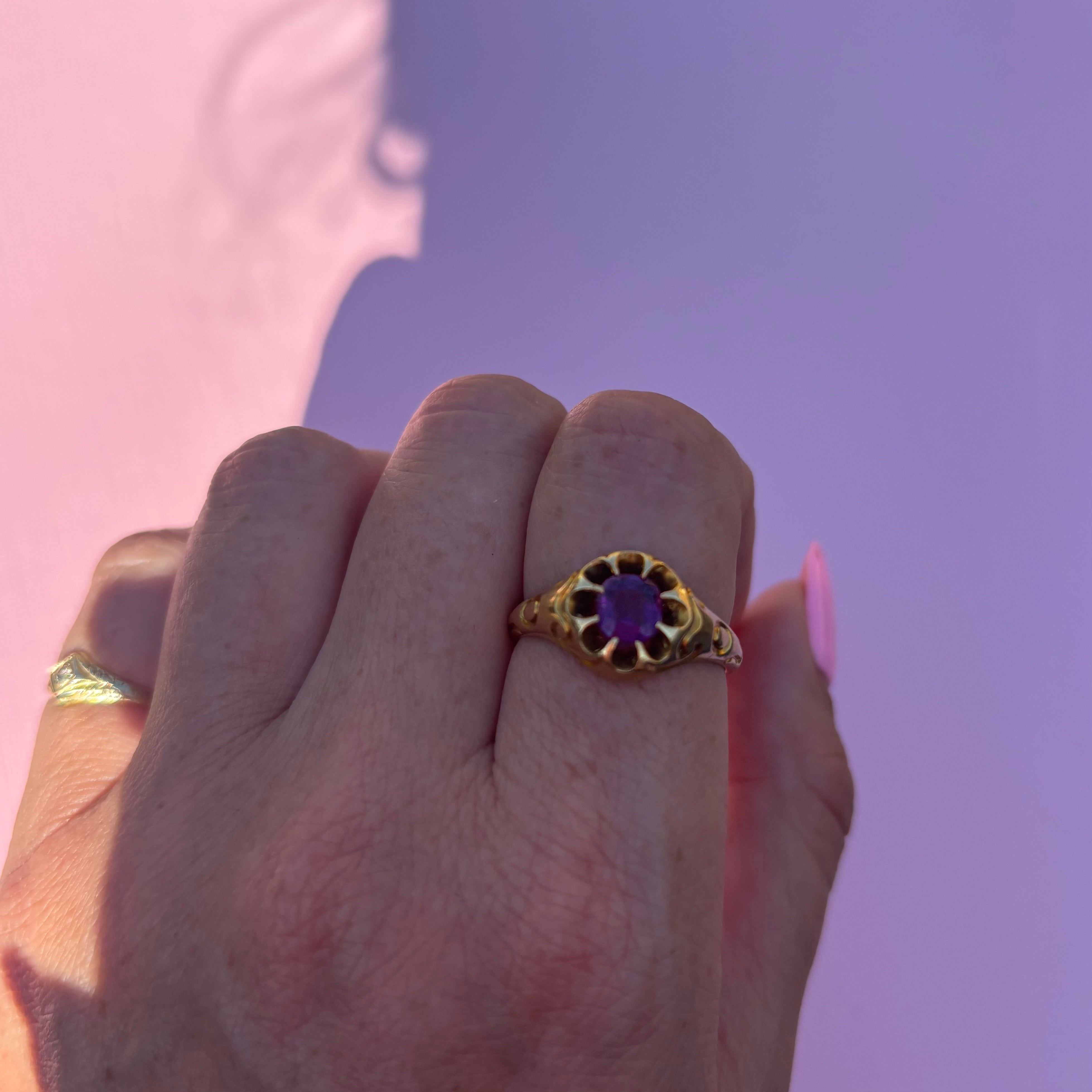 18ct gold rhodolite garnet buttercup ring