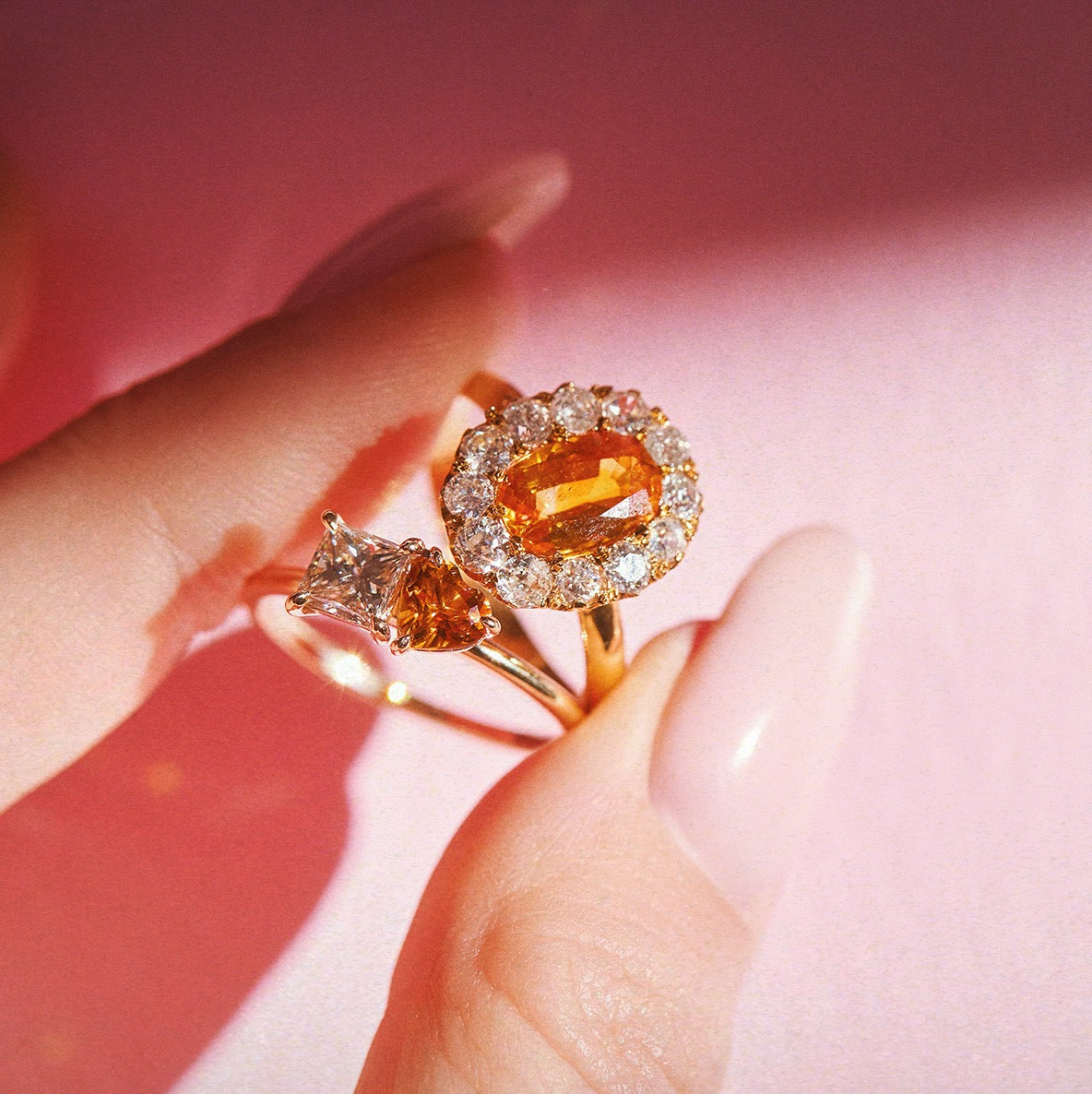 18ct gold ‘toi et moi’ citrine and diamond ring (made to order)