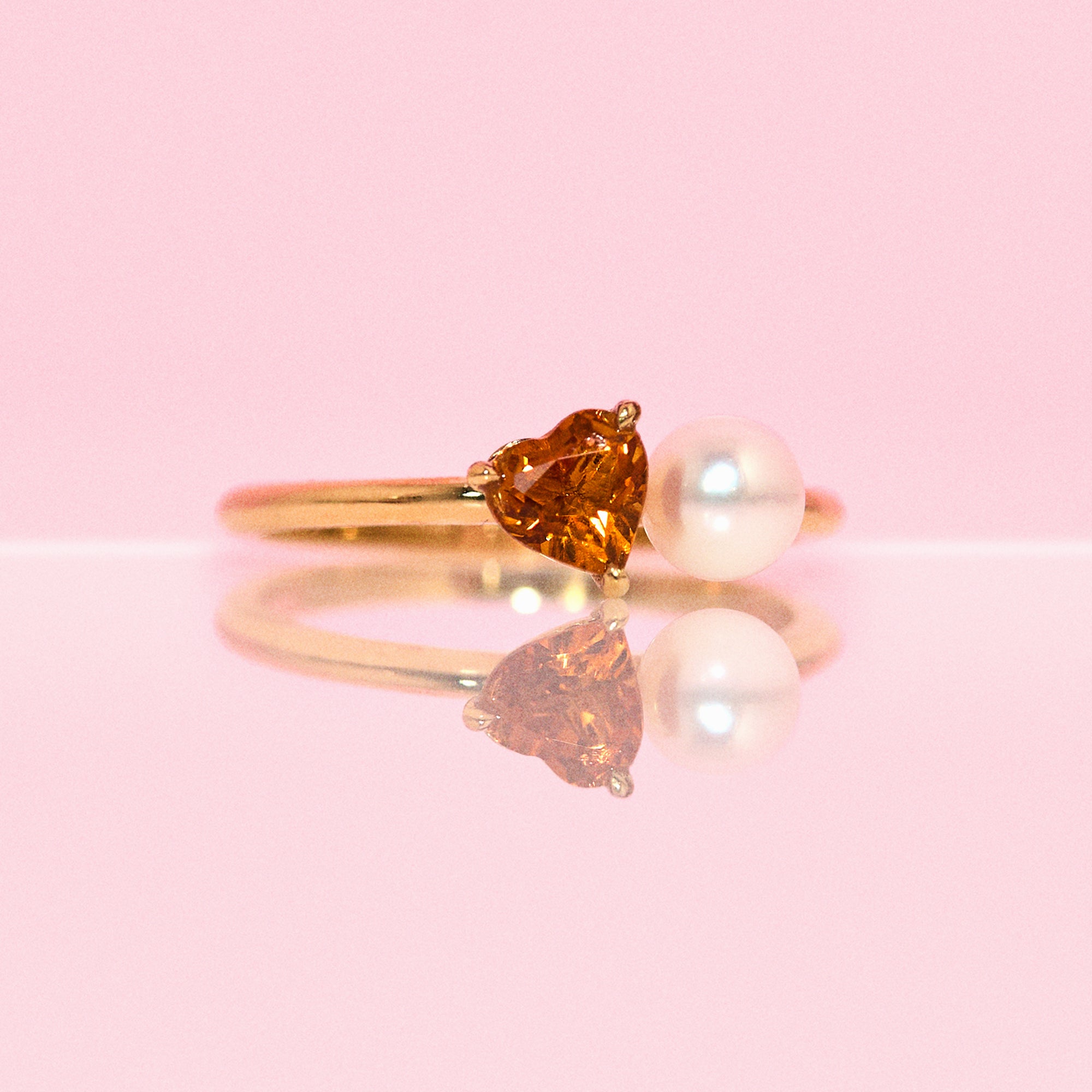 18ct gold ‘toi et moi’ pearl and citrine ring (made to order)