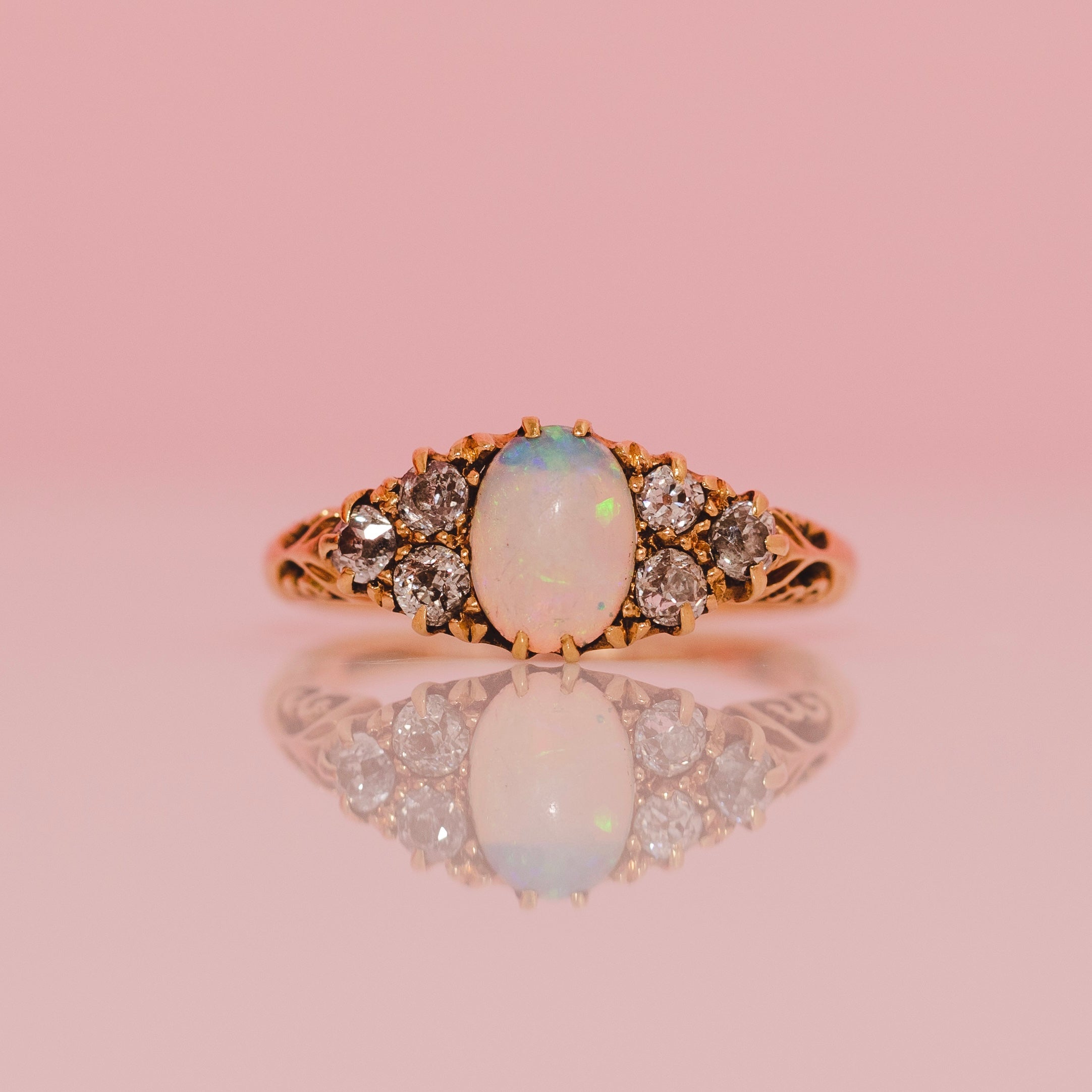 18ct gold opal and diamond Edwardian ring