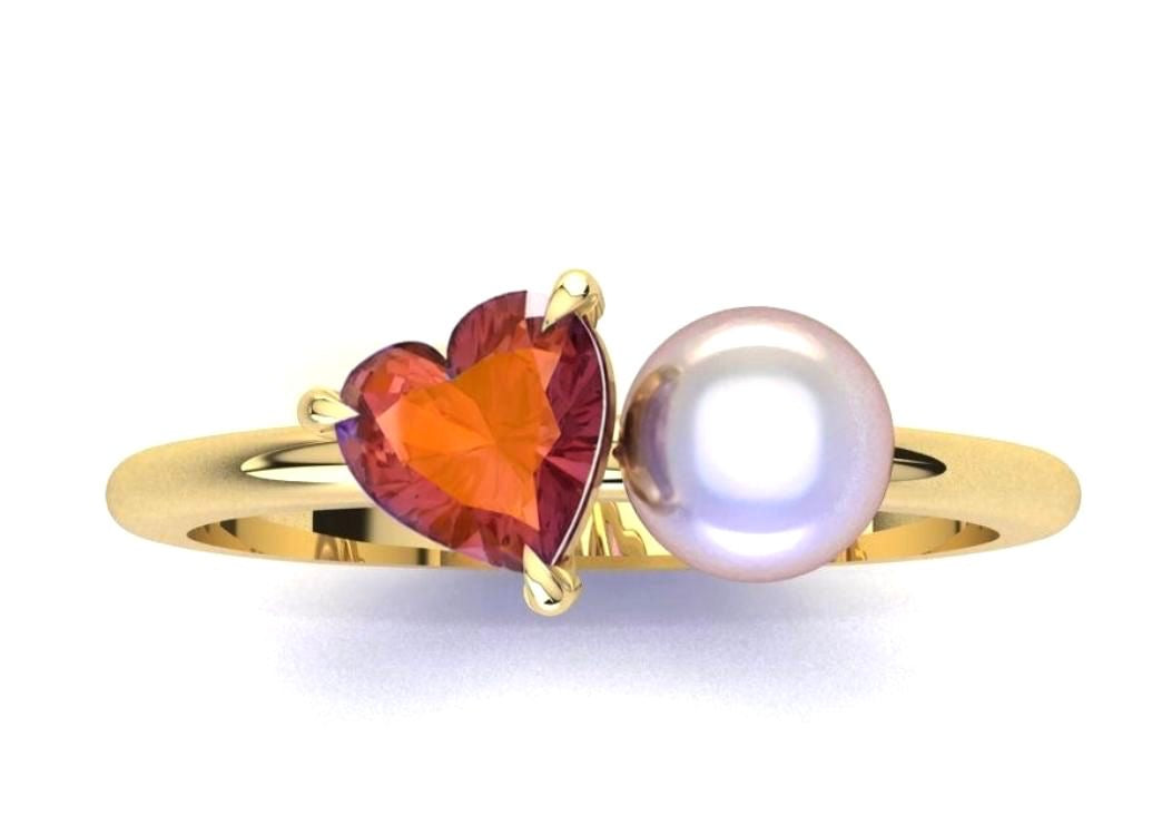 18ct gold ‘toi et moi’ pearl and citrine ring (made to order)