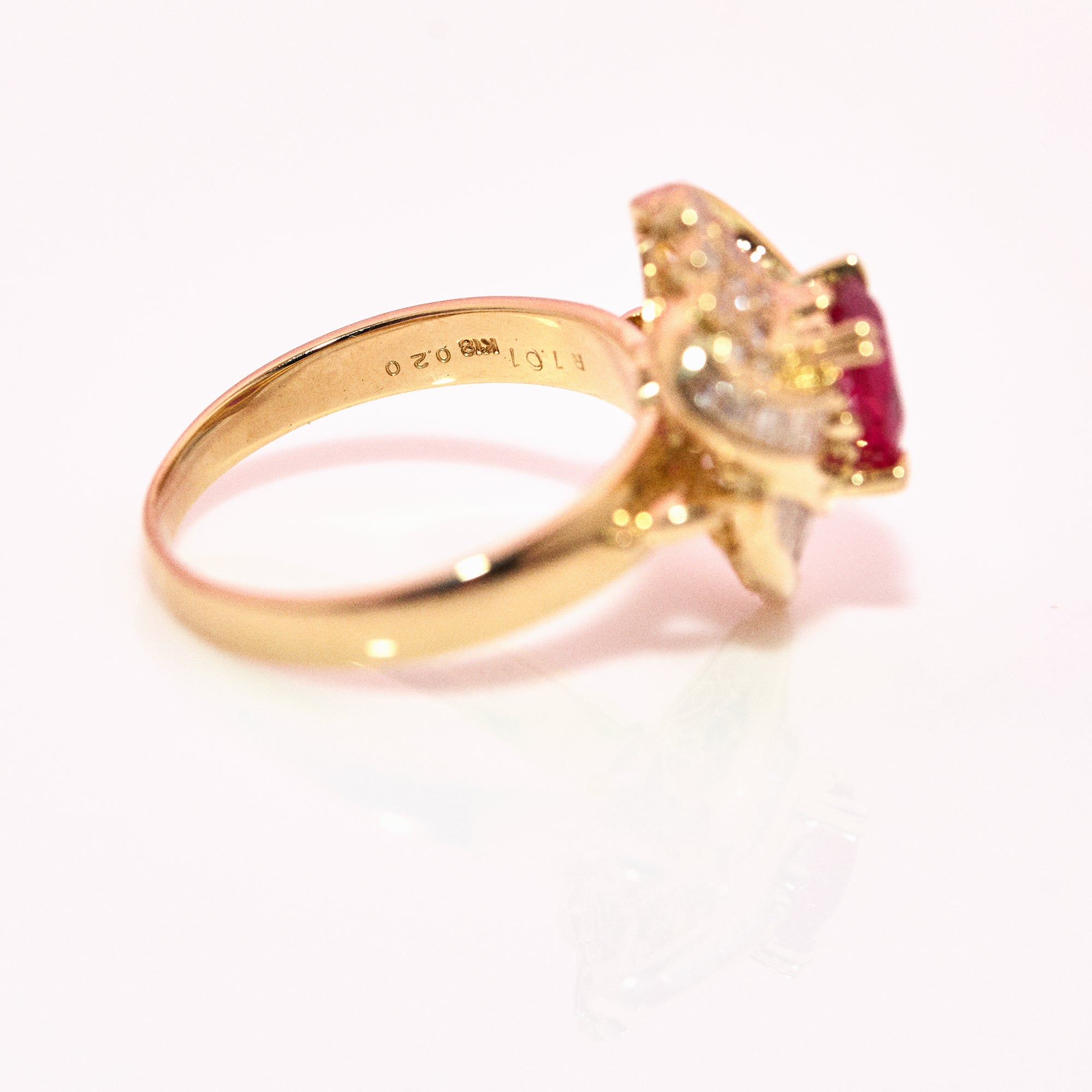 18ct gold ruby and diamond cluster ring