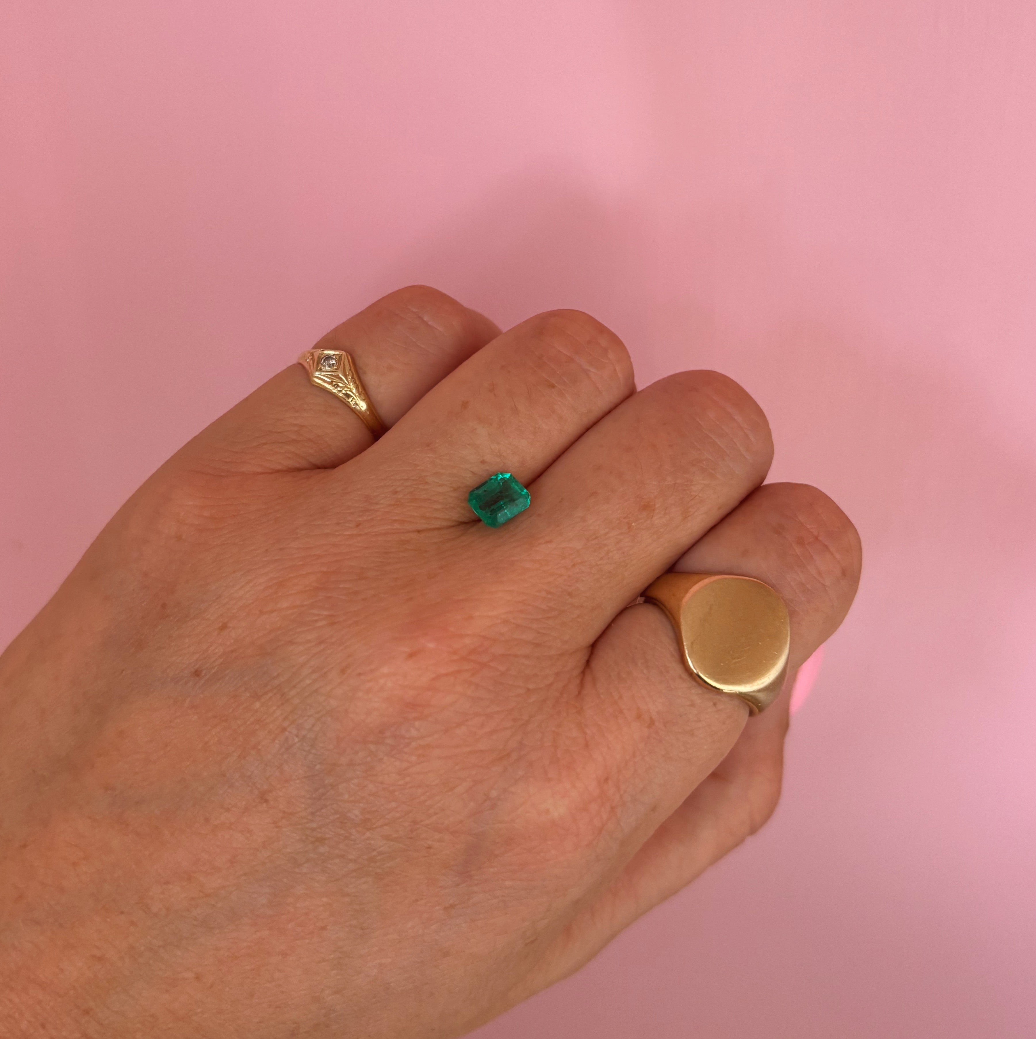 18ct gold emerald and diamond three stone ring (made to order)