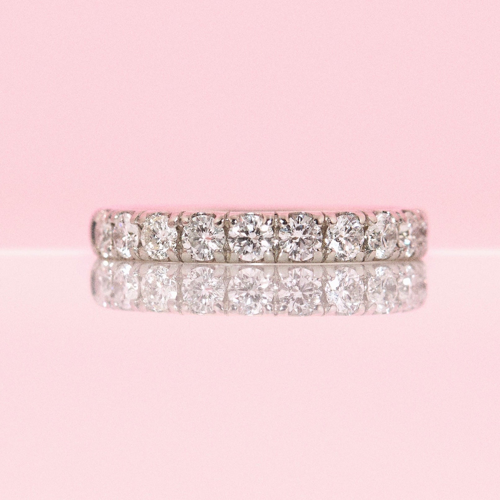 Platinum 1.0ct diamond half-eternity ring