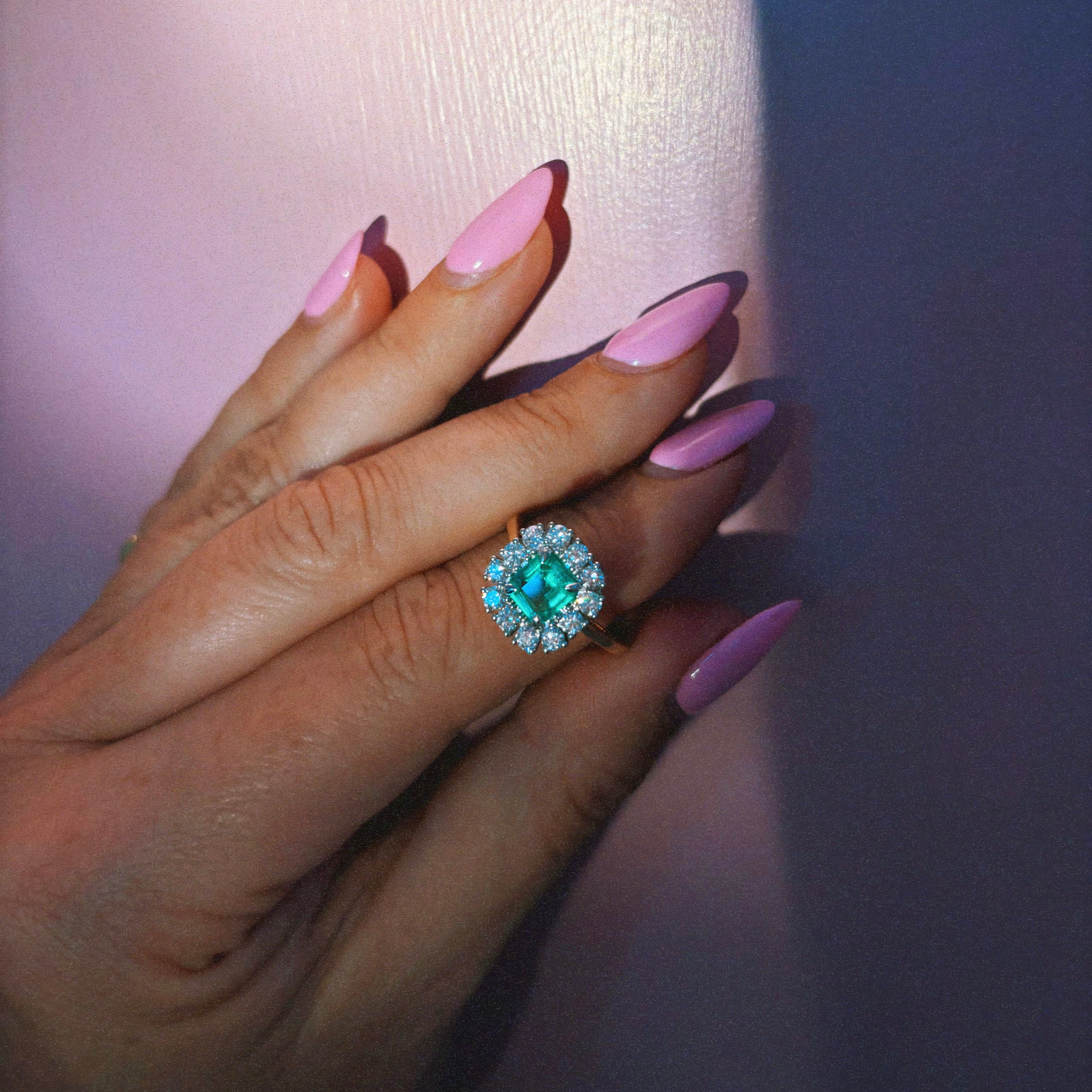 18ct gold emerald and diamond cluster ring (made to order)
