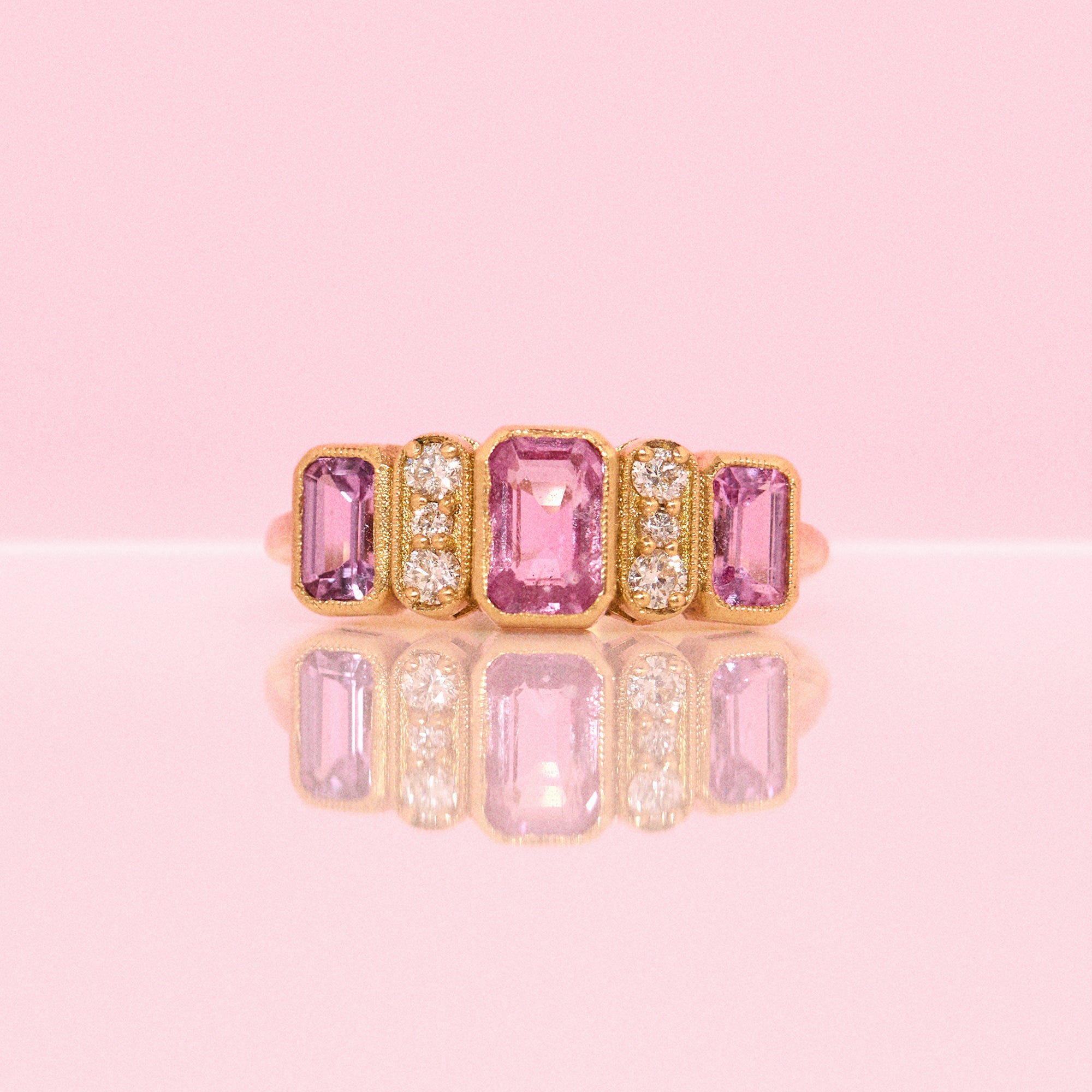 18ct gold pink sapphire and diamond ring (made to order)