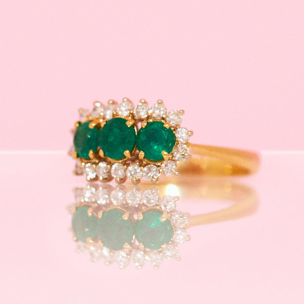 18ct gold emerald and diamond ring