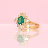 14ct yellow gold emerald and diamond half eternity ring