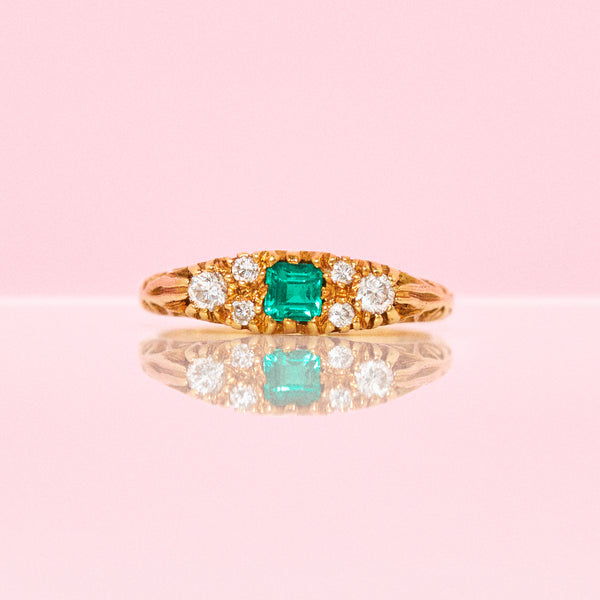 18ct gold emerald and diamond ring