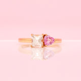 18ct gold ‘toi et moi’ pink sapphire and diamond ring