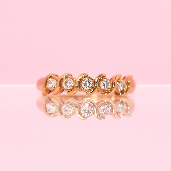9ct gold diamond half eternity ring