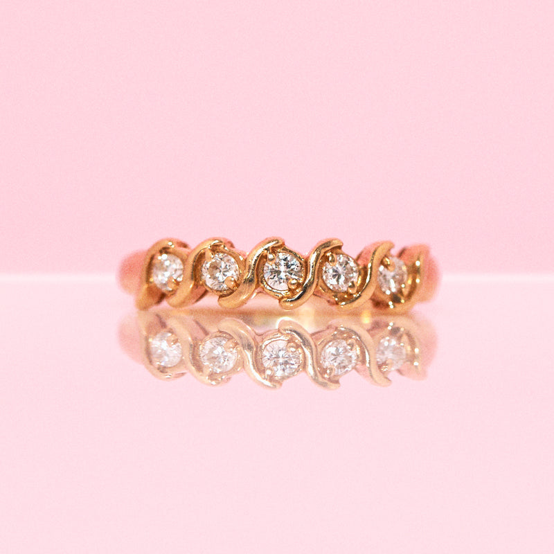 9ct gold diamond half eternity ring
