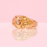14ct gold diamond lion head ring