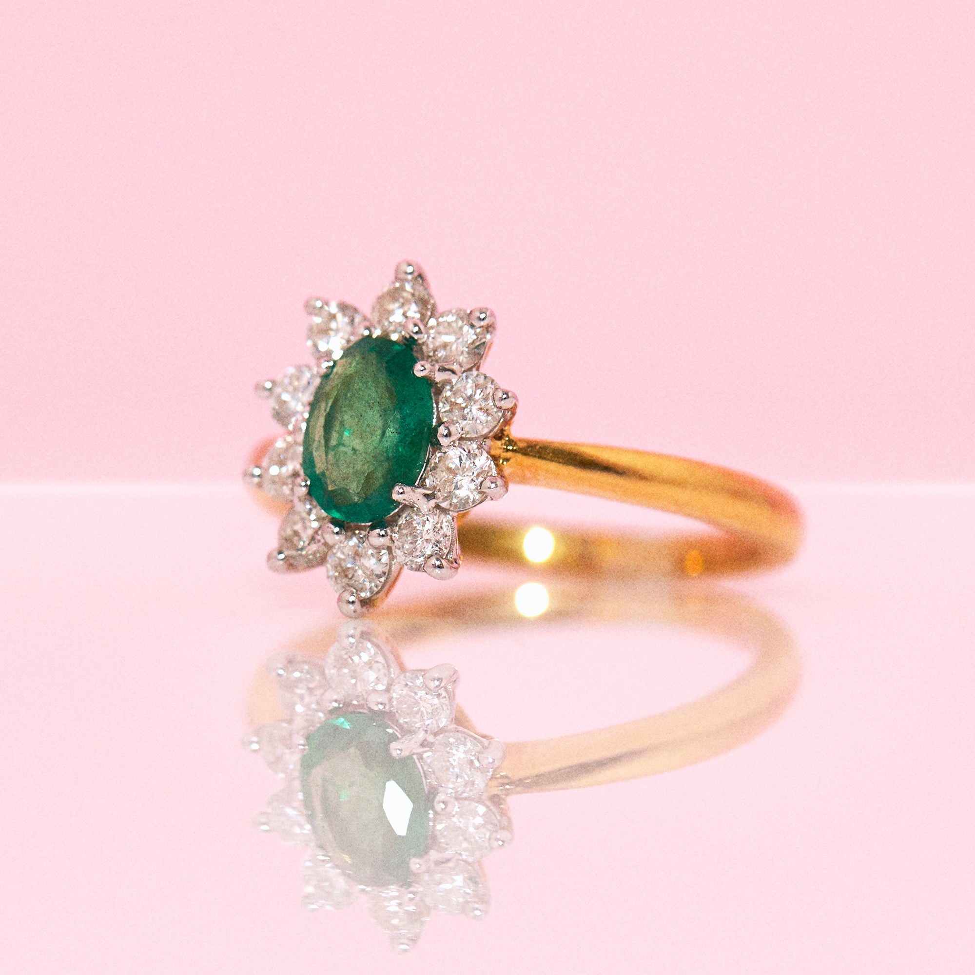 18ct gold emerald and diamond cluster ring (made to order)