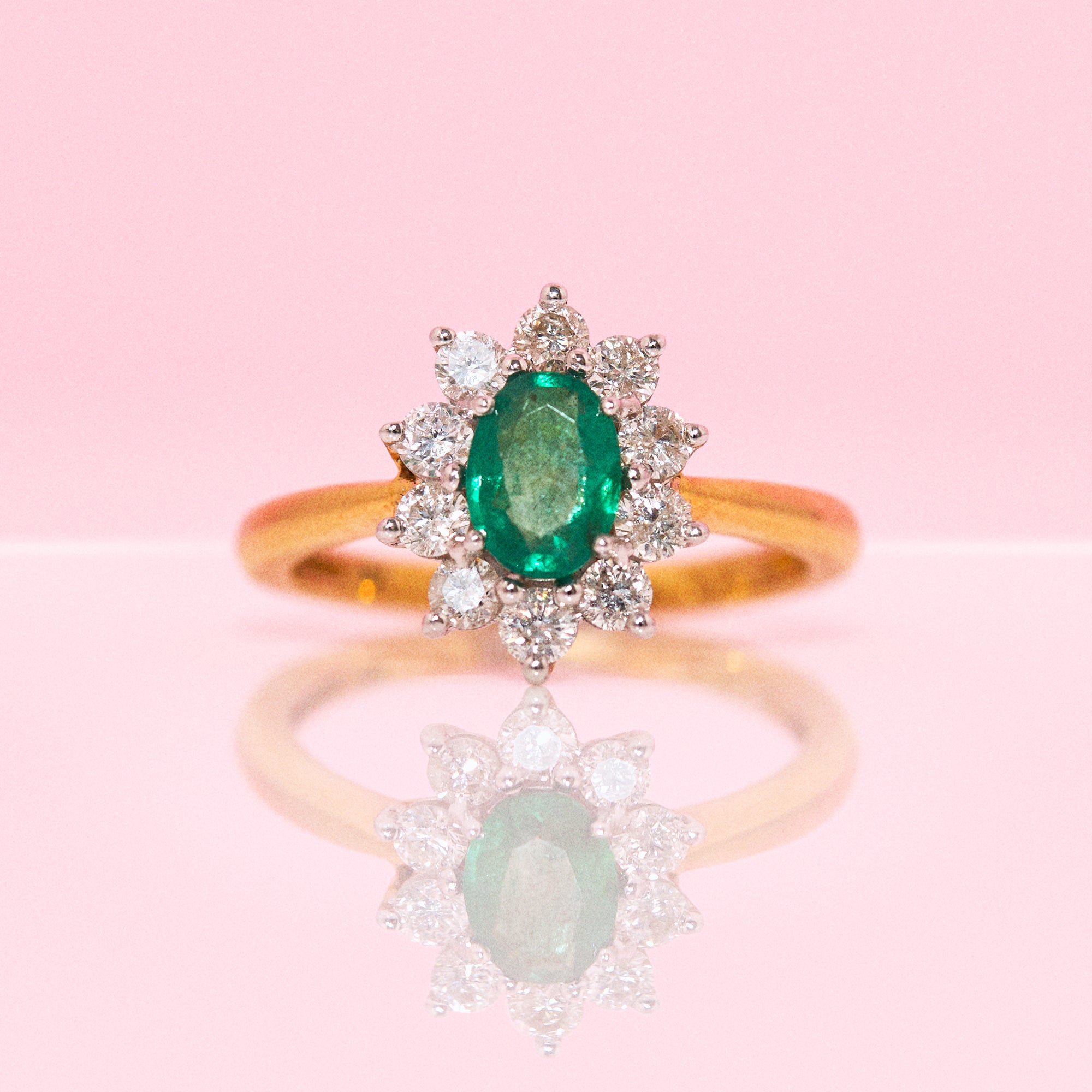 18ct gold emerald and diamond cluster ring (made to order)