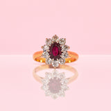 18ct gold ruby and diamond cluster ring