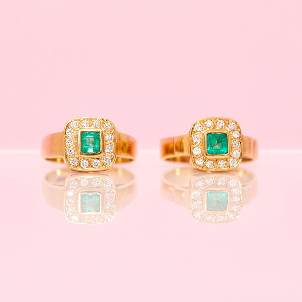 18ct gold emerald and diamond ring