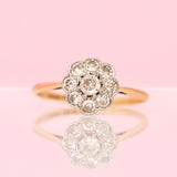 18ct gold diamond Edwardian flower ring