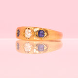 18ct gold sapphire and diamond gypsy ring