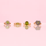 14ct gold peridot and diamond heart shaped ring