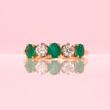 18ct gold emerald and diamond five stone ring