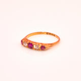 18ct gold ruby and diamond five stone ring