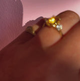 18ct gold yellow sapphire and diamond three stone ring