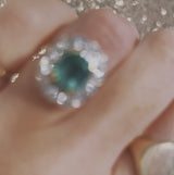 18ct gold emerald and diamond cluster ring