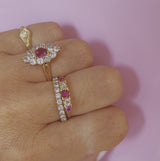 18ct gold ruby and diamond five stone ring
