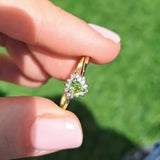 9ct gold heart shaped peridot and diamond ring