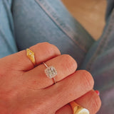 18ct white gold aquamarine and diamond cluster ring