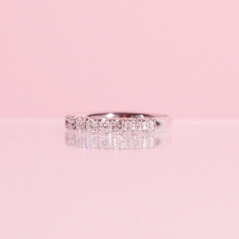 Platinum half-eternity diamond ring