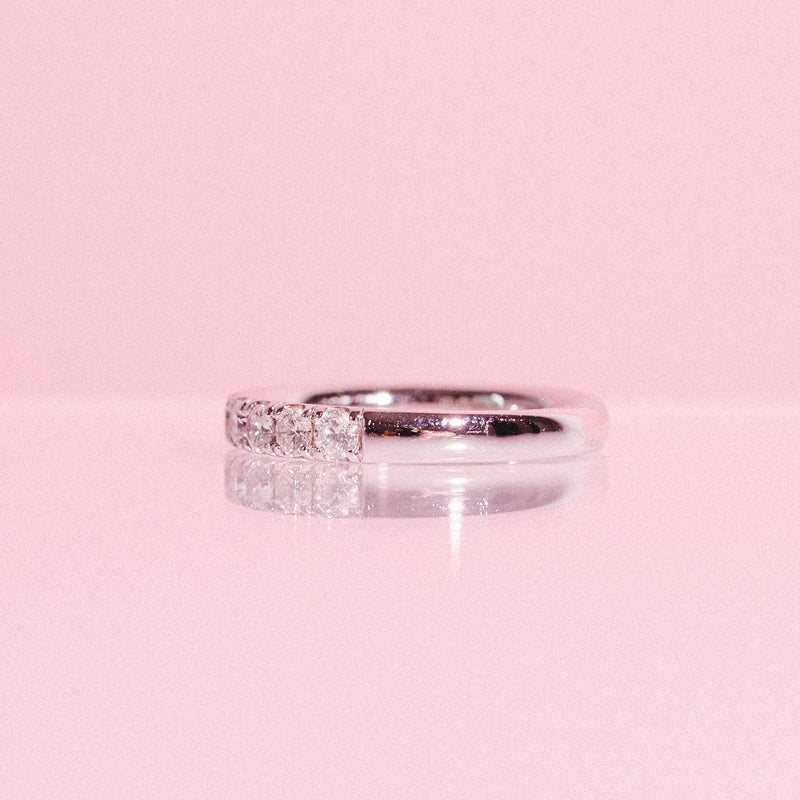 Platinum half-eternity diamond ring