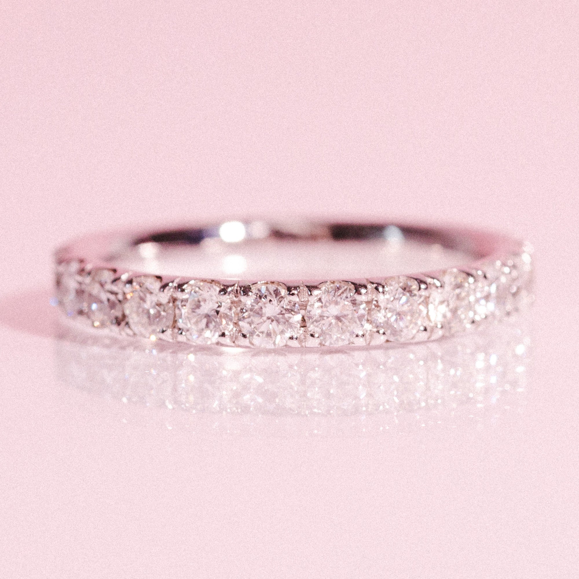 Platinum 0.70ct diamond half-eternity ring (made to order)
