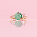 9ct gold emerald and diamond ring