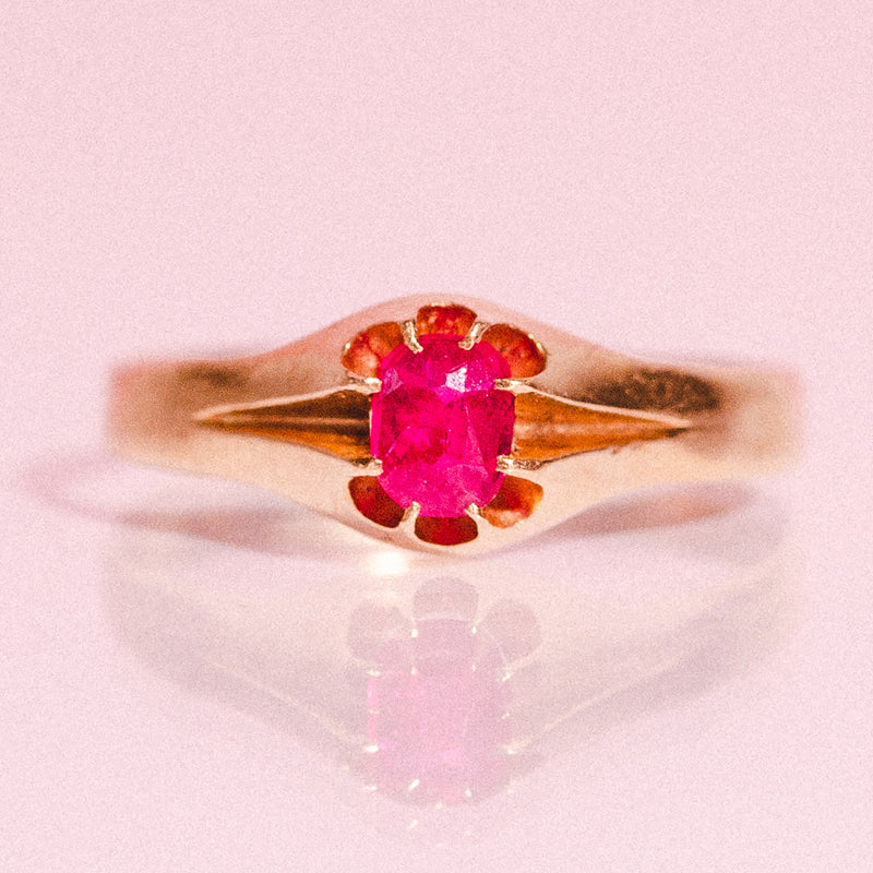 18ct gold ring set with one ruby