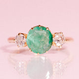 9ct gold emerald and diamond ring