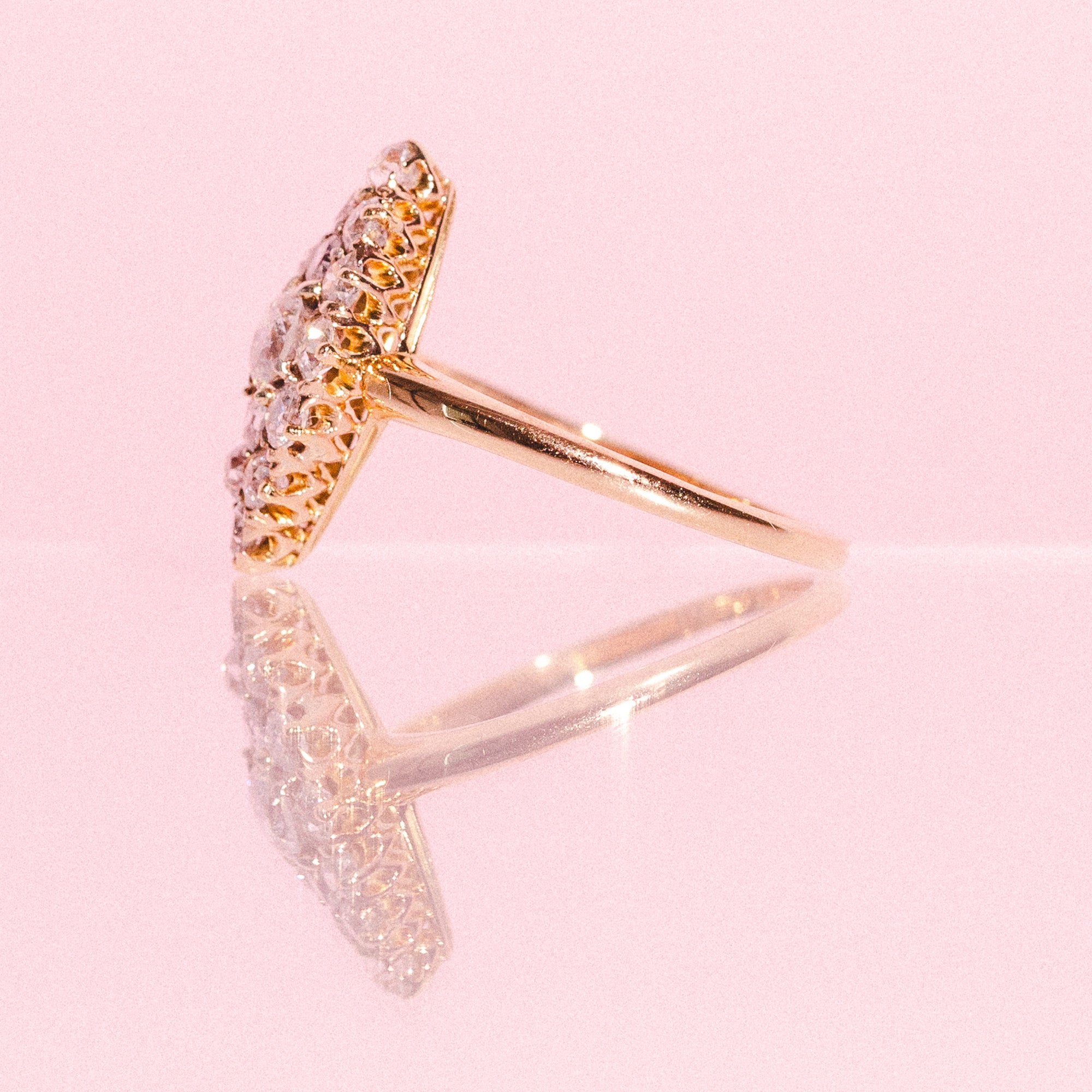 18ct gold diamond navette ring