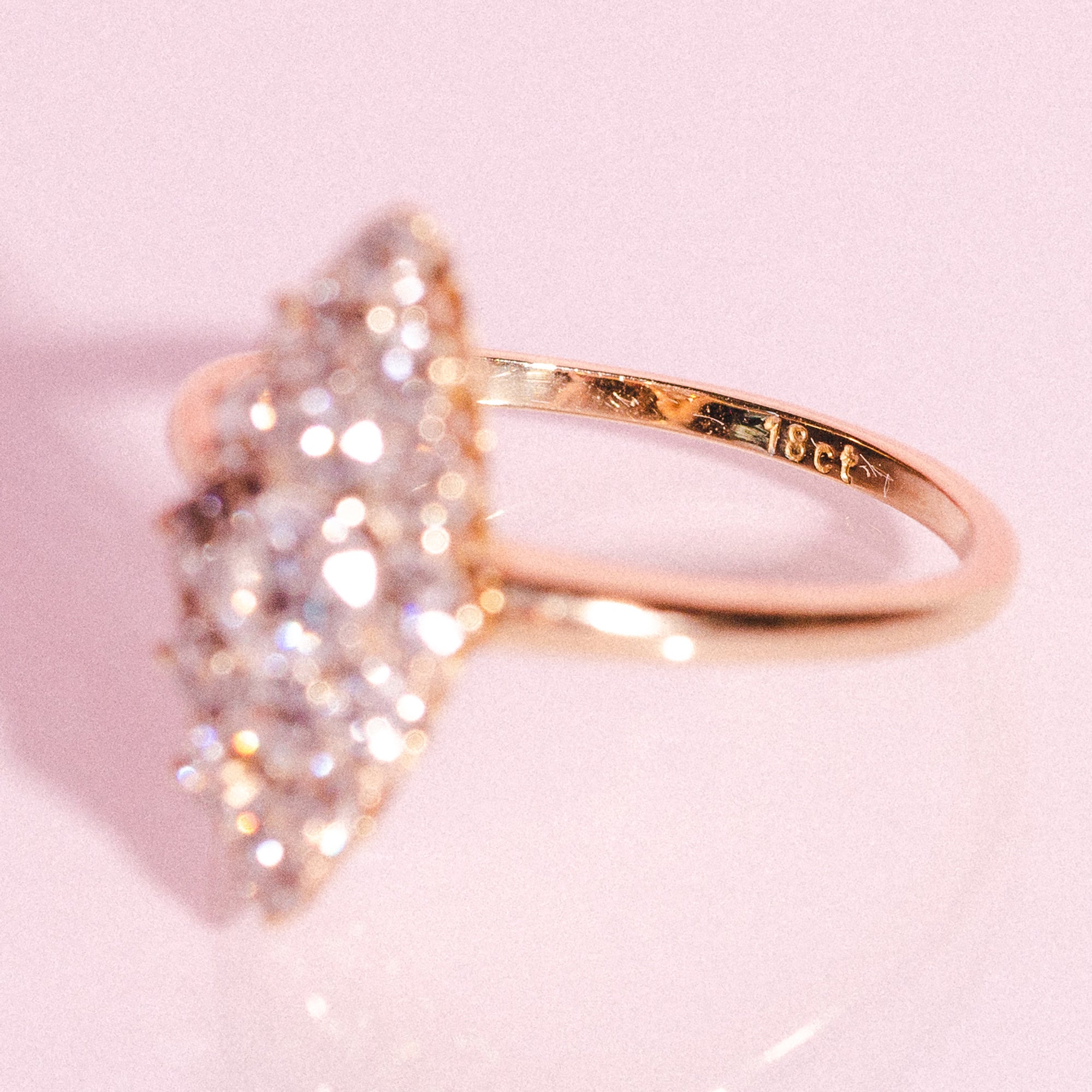 18ct gold diamond navette ring