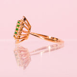 18ct gold marquise cut emerald and diamond ring