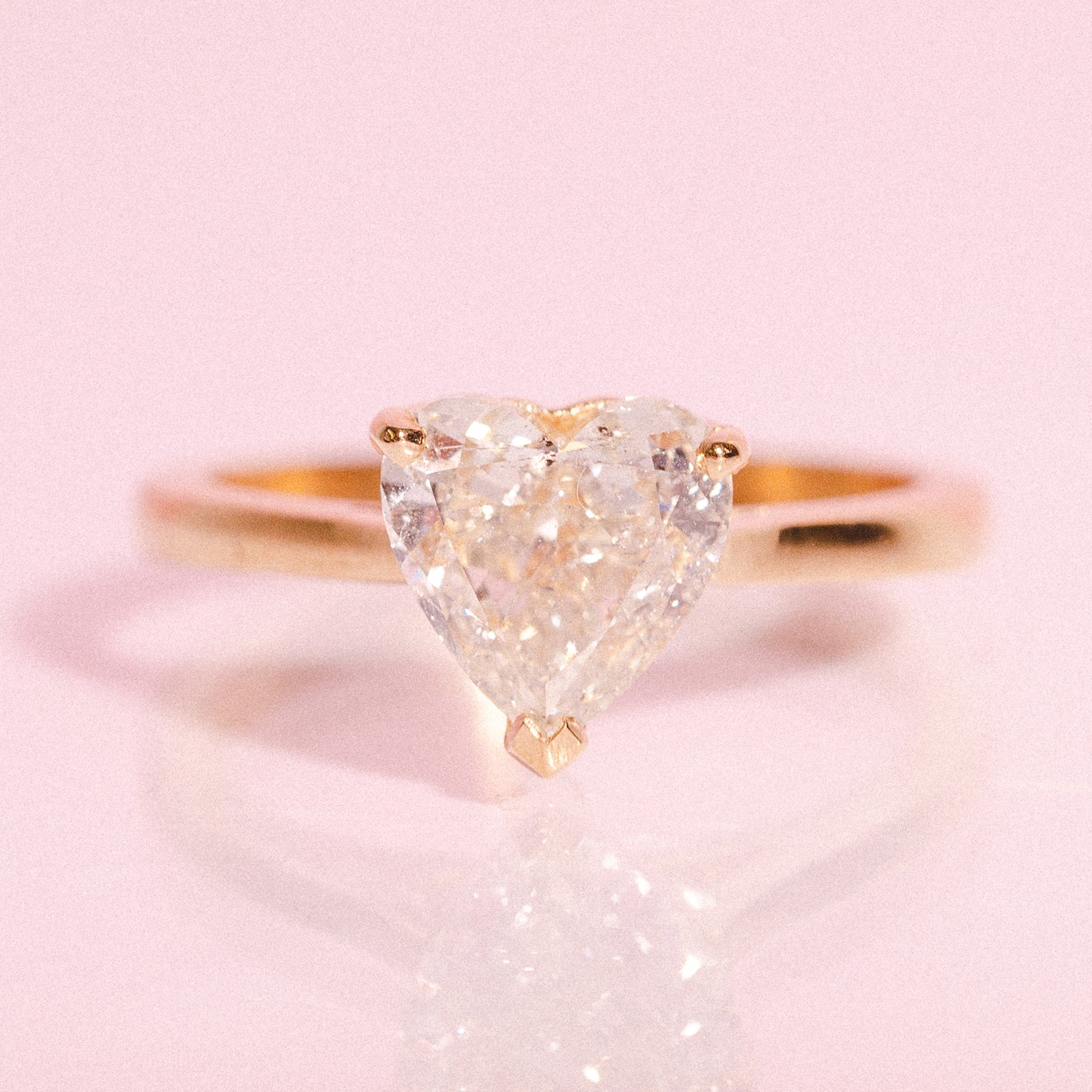 18ct gold ring set with a heart shaped diamond