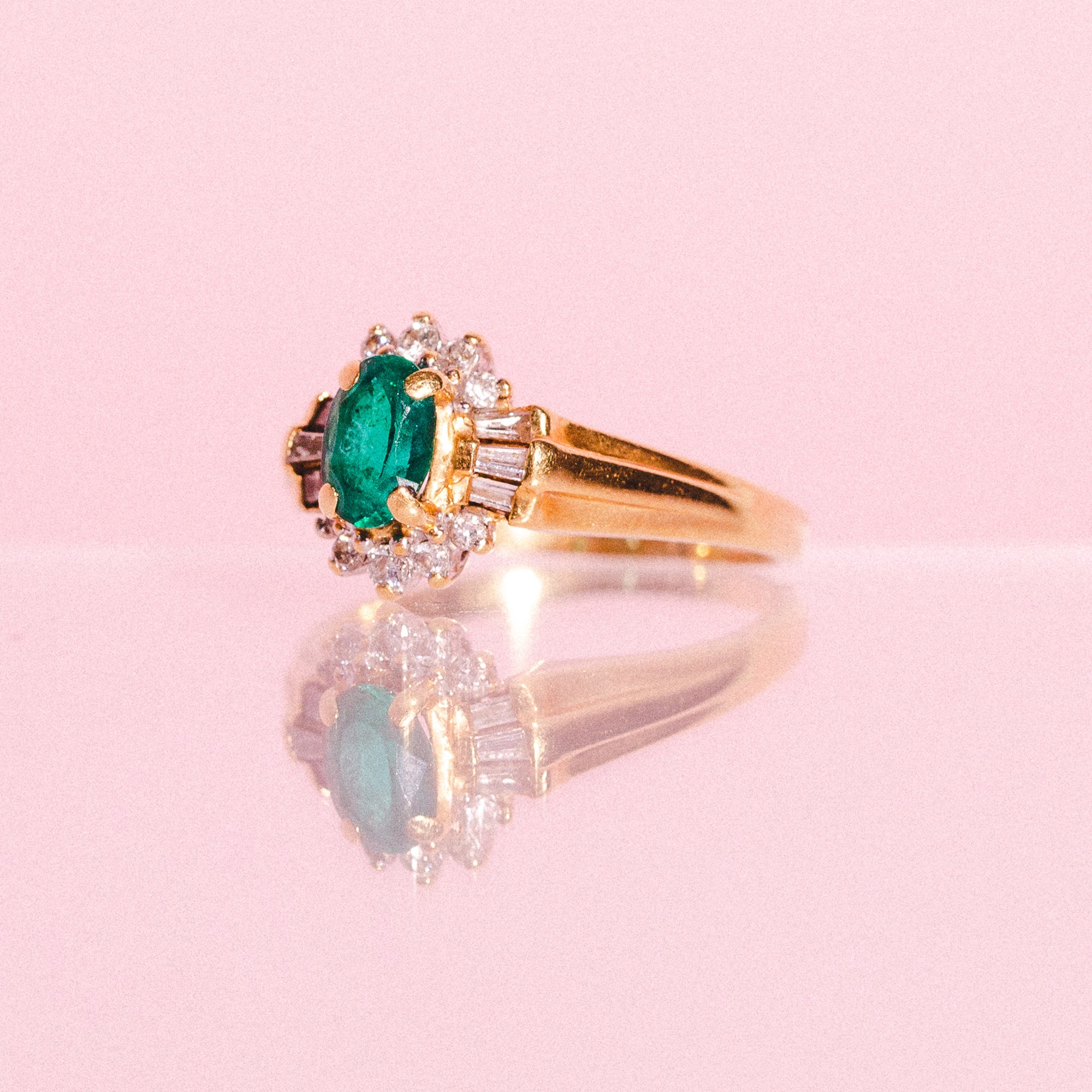18ct gold emerald and diamond ring