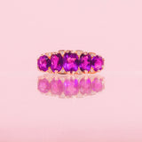 9ct gold five stone amethyst and diamond ring
