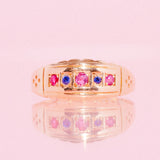 18ct gold ring set with sapphires and rubies