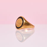 14ct gold ring set with enamel